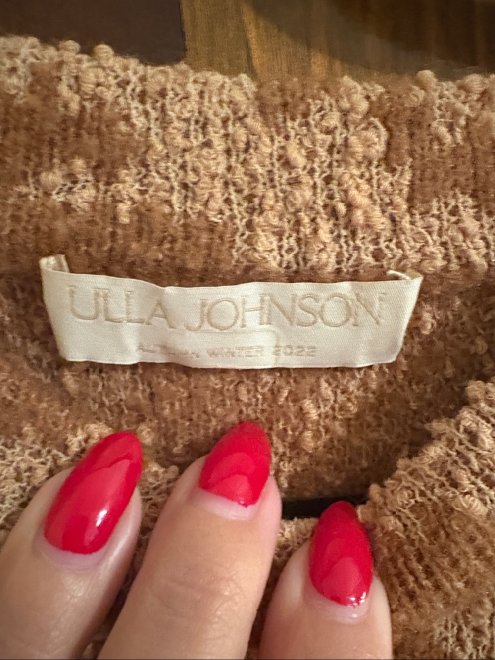 Ulla Johnson Two-Tone Taupe Patterned Crewneck Sweater - Picture 3 of 4